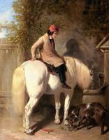 Herring, John Frederick Jr - Refreshment, A Boy Watering His Grey Pony